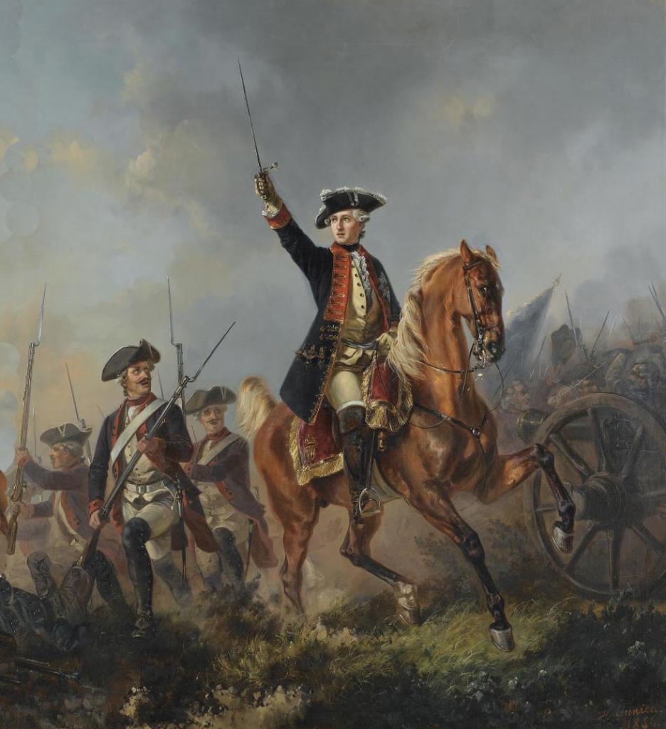 Фридрих II ведет войска в атаку