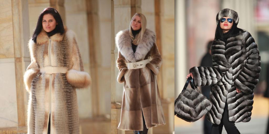 Models of fashionable fur coats