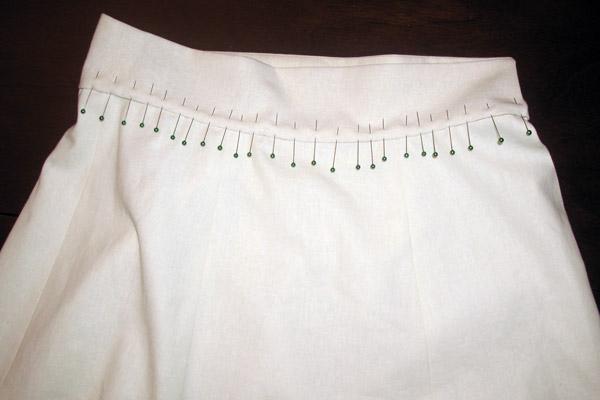 Обработка пояса на юбке