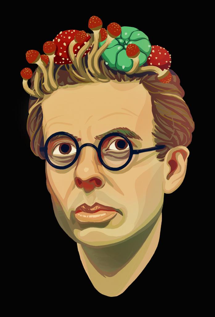 Aldous Huxley drawing in a modern design