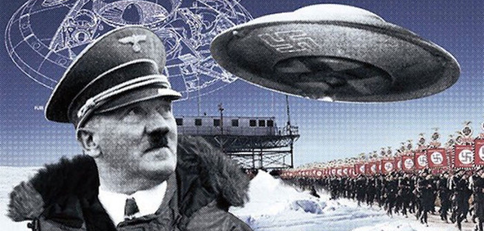Коллаж: Гитлер, летающие тарелки и отряды SS