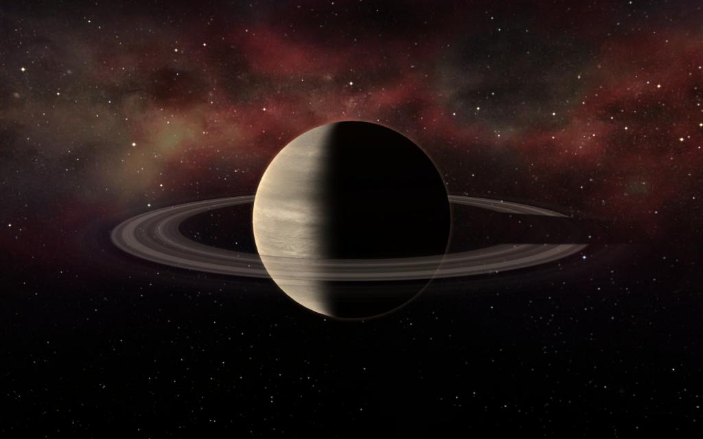 Сатурн на объемной иллюстрации.