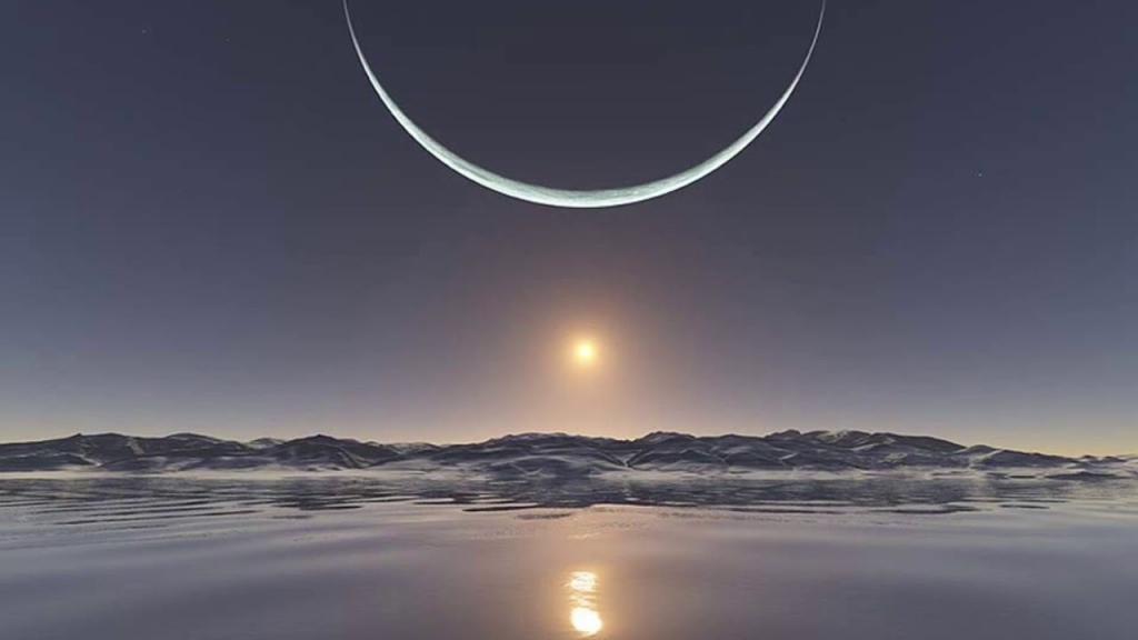 Художественное изображение Солнца и Луны