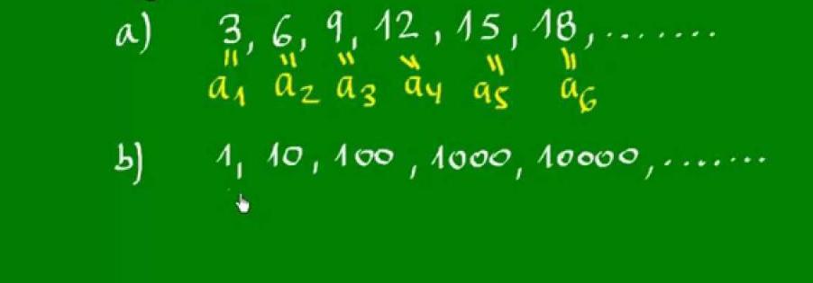 Пример алгебраической прогрессии (а)