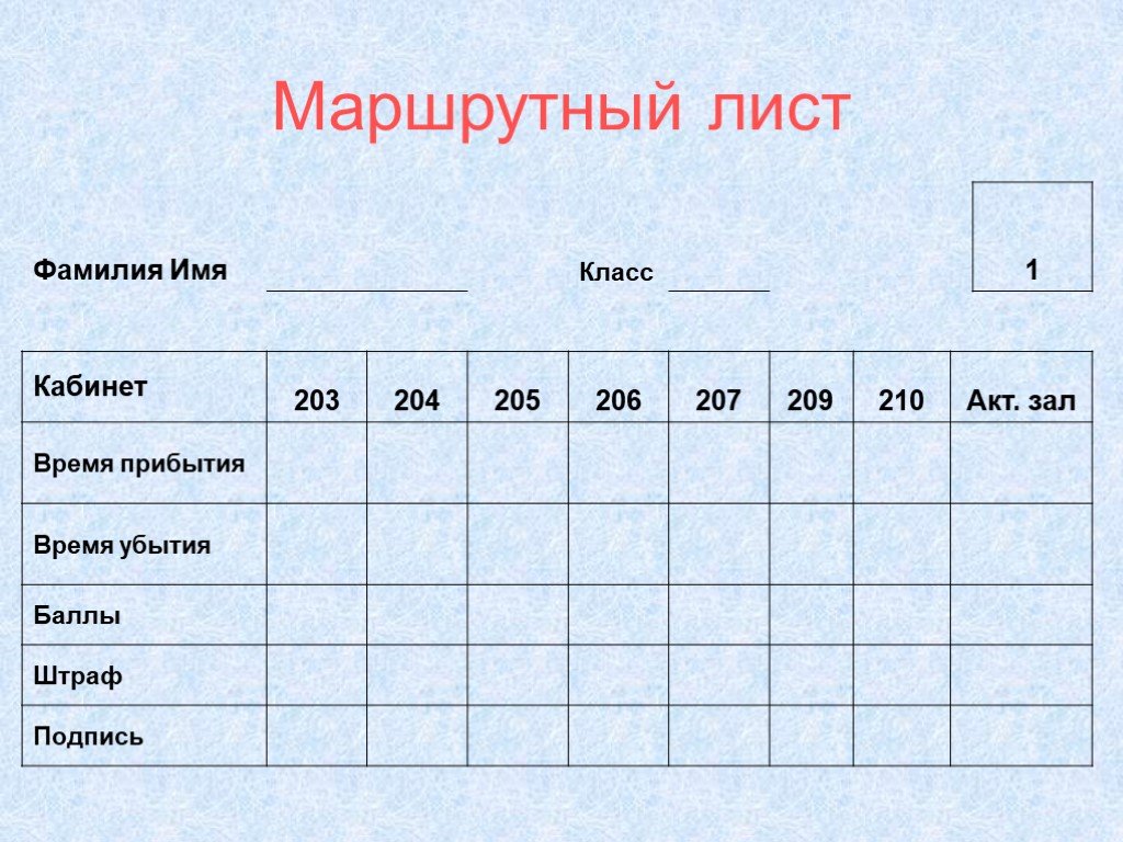 Маршрутный лист 2024