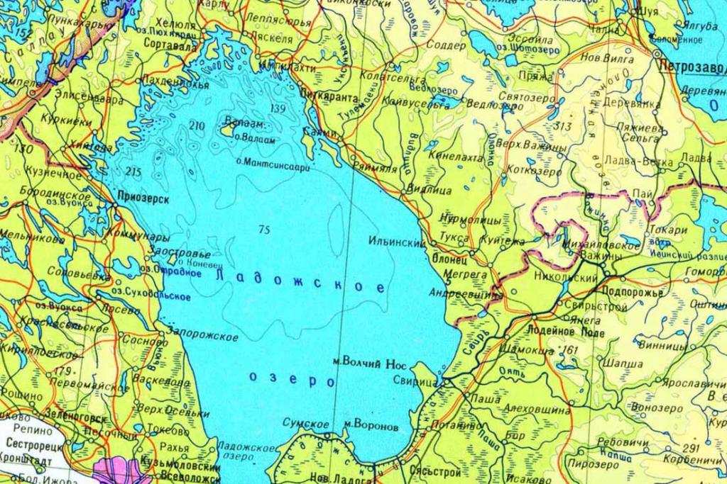 Ладожское озеро на карте