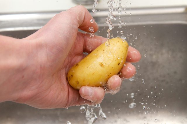 Washing potatoes