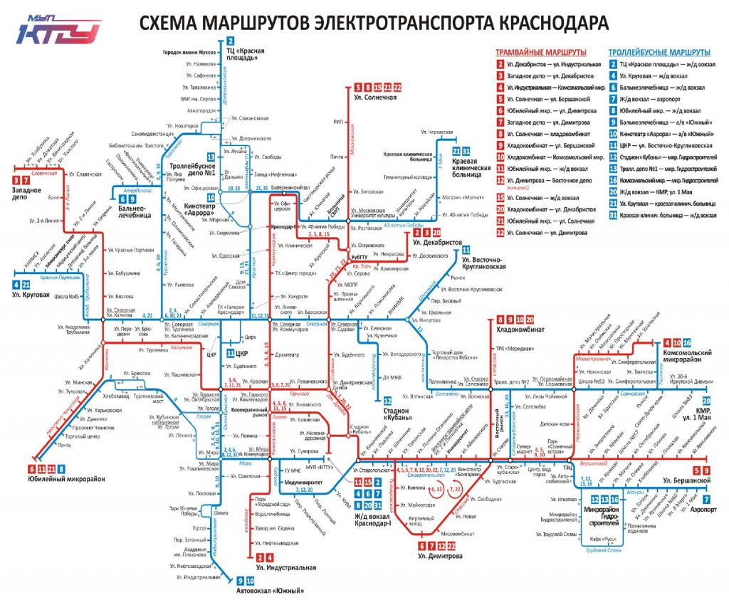 схема движения трамваев Краснодар