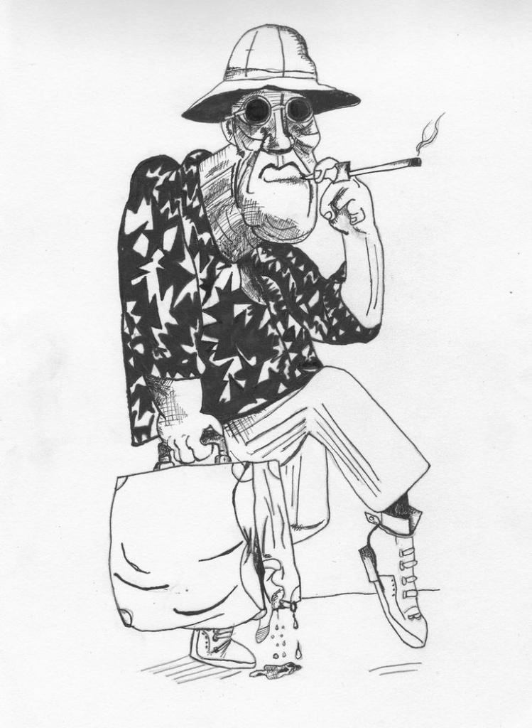 Рауль Дюк на иллюстрации Ральфа Стедмана к оригинальному изданию "Страх и Ненависть в Лас-Вегасе"