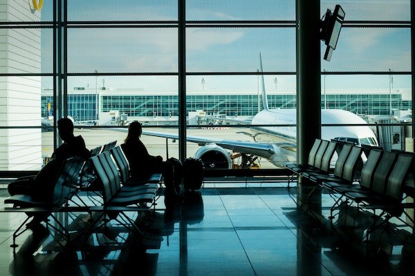 Waiting for a flight at the airport