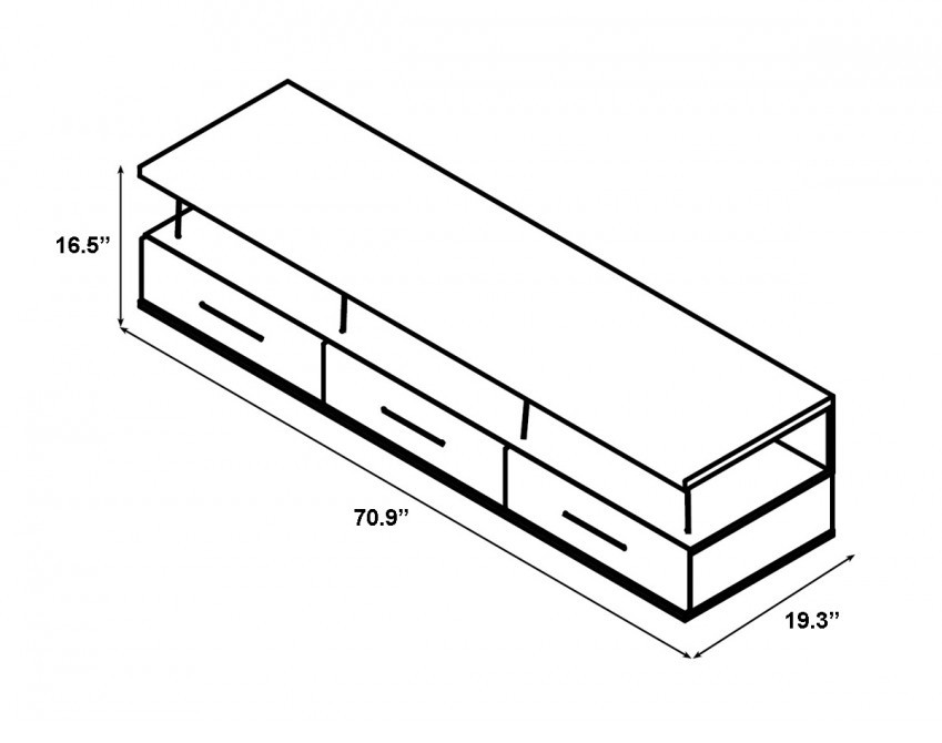 Drawing a simple TV shelf.