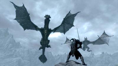 Великан летающий на драконе в Скайриме