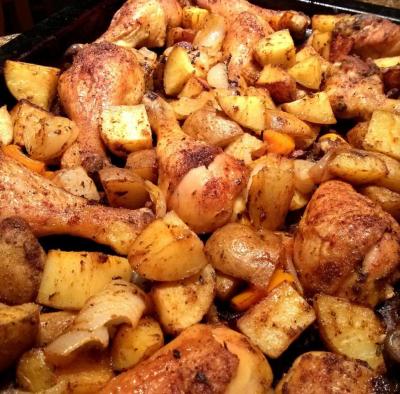 Картошка по-деревенски с курицей в духовке — рецепт с фото пошагово. Как приготовить картофель по-деревенски с курицей в духовке?