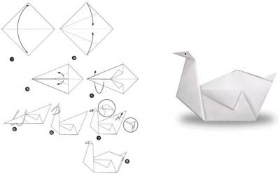 Как сделать маленькие модули бумаги. Большой белый лебедь. Из модульного оригами