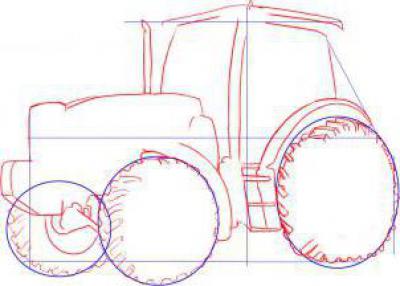 Как нарисовать трактор? Этап № 2. Изображаем кабину и капот