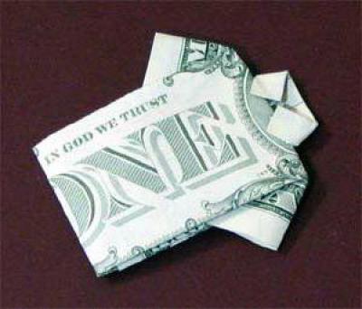 Оригами из денег — рубашка на 10 рублей - Оригами из бумаги