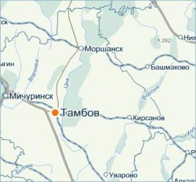 Карта реки цны